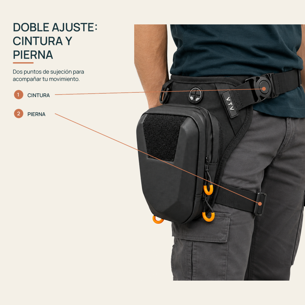 Doble ajuste del Bolso X1 en cintura y pierna