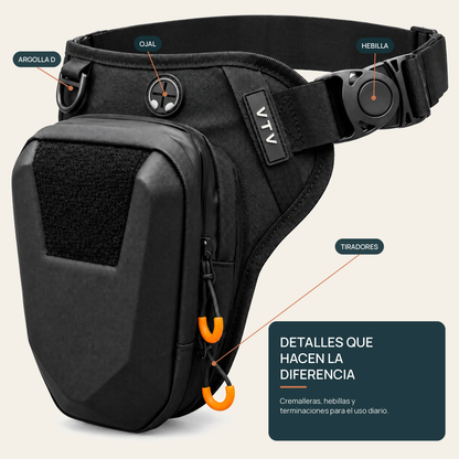 Detalles visibles del Bolso X1: argolla, ojal, hebilla y tiradores