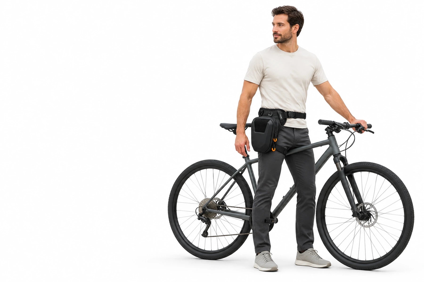 Persona junto a una bicicleta con el X1 ajustado